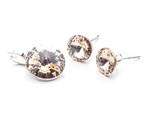 925 silver set of earrings + pendant with Swarovski Rivoli 8/12mm Light Silk crystals