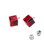 Sterling silver 925 earrings with Swarovski Cube 8mm Light Siam crystals