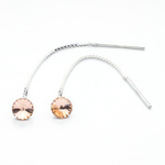 Srebrne 925 długie kolczyki z kr. Swarovski Rivoli 6mm Light Peach