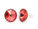 Silver 925 Earrings with Swarovski Rivoli 12mm Crystals Padparadscha