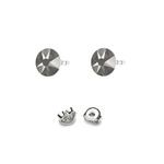 925 Silver Earrings with Swarovski Rose 4.5mm Dark Grey Crystals