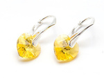 Silver 925 Earrings with Swarovski Crystals Hearts 10mm Light Topaz
