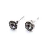 925 Silver Earrings with Swarovski Rivoli 6mm Black Diamond Crystals