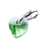 Charms pendant for bracelet 925 silver with Swarovski crystals Heart 10mm Peridot