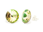 Silver 925 Earrings with Swarovski Rivoli 12mm Luminous Green Crystals