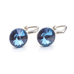 Silver 925 earrings with Swarovski Rivoli 8mm Denim Blue crystals