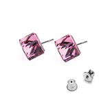 Silver 925 earrings with Swarovski Cube 8mm Light Rose crystals