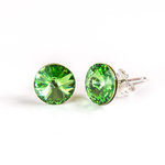 925 Silver Earrings with Swarovski Rivoli 8mm Peridot Crystals