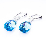 Silver 925 earrings with Swarovski crystals Almonds 22mm Aquamarine AB