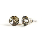 925 Silver Earrings with Swarovski Rivoli 8mm Greige Crystals
