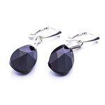 Silver 925 earrings with Swarovski crystals Almond 22mm Jet