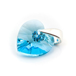925 silver pendant with Swarovski crystals Heart 10mm Aquamarine