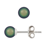 Kolczyki srebrne 925 z perłami Swarovski 5mm Scarebaus Green