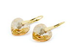 Gold plated 925 silver earrings with Swarovski crystals Hearts 14mm Golden Shadow
