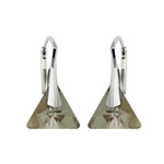 Sterling Silver Earrings 925 Swarovski Triangle 12mm Iridescent Green