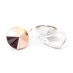 Silver 925 earrings with Swarovski Rivoli 12mm Rose Gold crystals