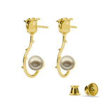 Silver 925 gold plated rose earrings with Swarovski 8mm Platinium pearls