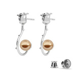 Silver 925 Rose Gold Earrings with Swarovski Pearls 8mm Rose Gold