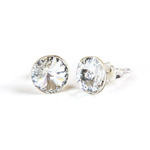 Sterling Silver Earrings 925 with Swarovski Rivoli 6mm Crystal