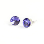 925 Silver Earrings with Swarovski Rivoli 6mm Tanzanite Crystals
