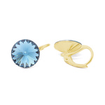 Gold plated 925 silver earrings with Swarovski Rivoli 12mm Denim Blue crystals