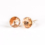 925 Silver Earrings with Swarovski Rivoli 8mm Light Peach Crystals