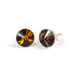 925 Silver Earrings with Swarovski Rivoli 8mm Smoked Topaz Crystals