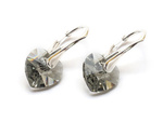 Silver 925 Earrings with Swarovski Crystals Hearts 10mm Black Diamond