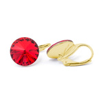 Earrings gilded 925 silver with Swarovski Rivoli 12mm Light Siam crystals