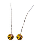Silver Long Earrings with Swarovski Rivoli 8mm Sunflower Crystals