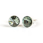 925 Silver Earrings with Swarovski Rivoli 8mm Black Diamond Crystals