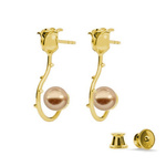 Silver 925 gold plated rose earrings with Swarovski pearls 8mm Rose Gold