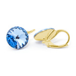Earrings gilded 925 silver with Swarovski Rivoli 12mm Light Sapphire crystals