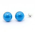 925 Silver Earrings with Swarovski Elements 10mm Lapis Pearls