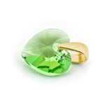 Sterling silver 925 gold plated pendant with Swarovski crystals Heart 10mm Peridot