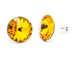 Srebrne 925 Kolczyki z kryształami Swarovski Rivoli 12mm Sunflower