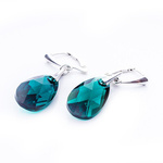 Silver 925 earrings with Swarovski crystals Almond 22mm Emerald