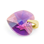Sterling silver 925 gold plated pendant with Swarovski crystals Heart 14mm Amethyst