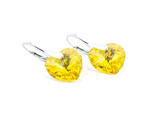 Silver 925 Earrings with Swarovski Crystals Hearts 14mm Light Topaz AB
