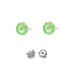 Silver 925 Earrings with Swarovski Rose 4.5mm Electric Green Delite Crystals