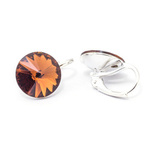 Sterling silver 925 earrings with Swarovski Rivoli 12mm Smoked Topaz crystals