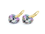 Gold plated 925 silver earrings with Swarovski crystals Hearts 14mm Vitrail Light