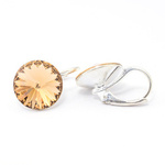 Silver 925 earrings with Swarovski Rivoli 12mm Light Colorado Topaz crystals