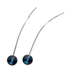 Silver long earrings with Swarovski Rivoli 8mm Montana Crystals