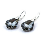 Silver 925 Swarovski Baroque 22mm Silver Night Earrings