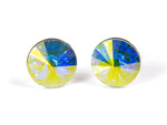 Silver 925 Earrings with Swarovski Rivoli 12mm Crystal AB F crystals