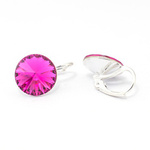 Silver 925 earrings with Swarovski Rivoli 12mm Fuchsia crystals