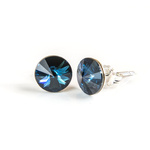 925 Silver Earrings with Swarovski Rivoli 6mm Montana Crystals