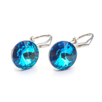 925 silver earrings with Swarovski Rivoli 8mm Bermuda Blue crystals