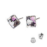 Sterling silver 925 earrings with Swarovski Cube 8mm Vitrail Light crystals